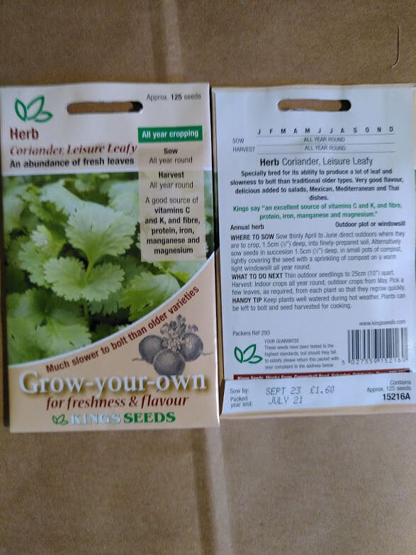 Coriander Leisure Leafy seeds